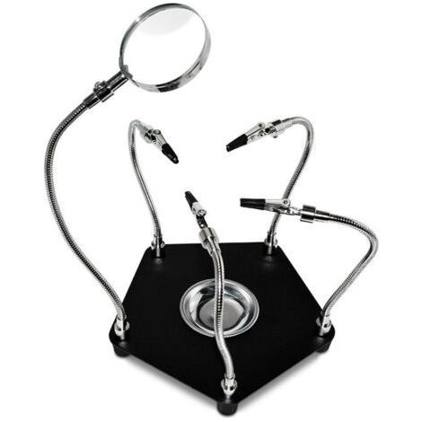 Troisieme Main Soudure 3eme avec Loupe 4 Bras Flexibles et Pinces Crocodiles Troisième Support pour Réparation Modélisme Circuit Imprimé Artisanat Bijoux (1/4)
