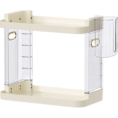 Étagère de Rangement Maquillage 2 Niveaux Plastique Robuste Organisateur Compact 40x22x35cm pour Salle de Bain et Bureau (1/5)