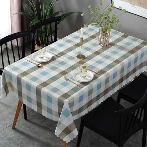 Nappe ronde en PVC lavable, nappe épaisse pour salle à manger, 140 x 198 cm