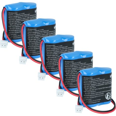vhbw 5x batería compatible con Visonic Next CAM detector de movimiento (1350 mAh, 6 V, Li-MnO2)