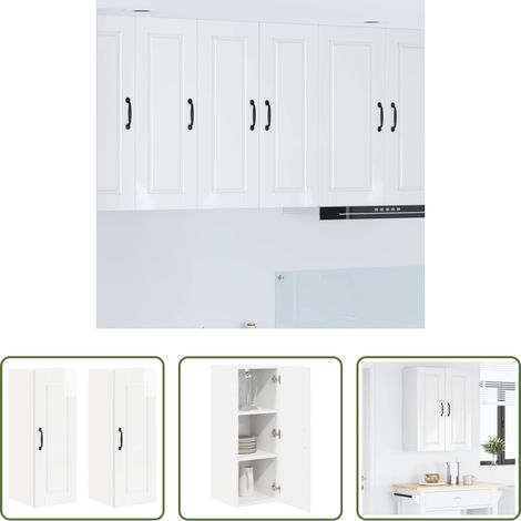 vidaXL Meuble de cuisine - Armoire de cuisine 2 pcs Blanc brillant 30 x 31 x 80 cm (1/5)