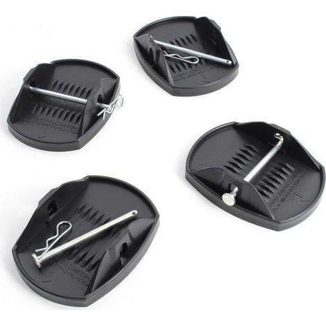 Lot de 4 Plaques d'Appui – 180 x 145 x 50 mm – capacité Max. 4 t – avec Broche en métal – Patin Coupelle de Support Caravane Camping-Car Cales de Support Pied de Vérin (1/5)