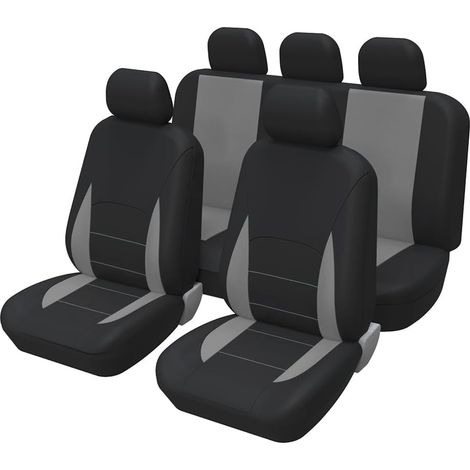 5 Pièces Universel Housse De Protection Siège Voiture, Housse De Siège Auto Antidérapante Anti-Sueur, Ensemble Complet Protections Sièges Voiture à Usage Auto Accessoires(Gris) (1/5)