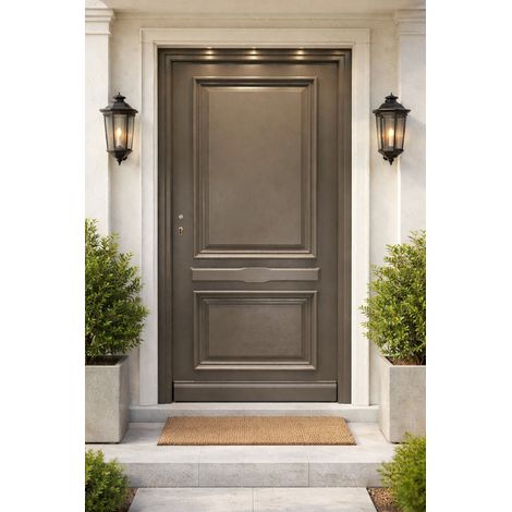 Porte D'entrée Bois Pleine Cassy Gris Quartz, H215 X L90 Cm Côte Tableau P.droit (poignée, Barillet Ref 010403fp) Gd Menuiseries