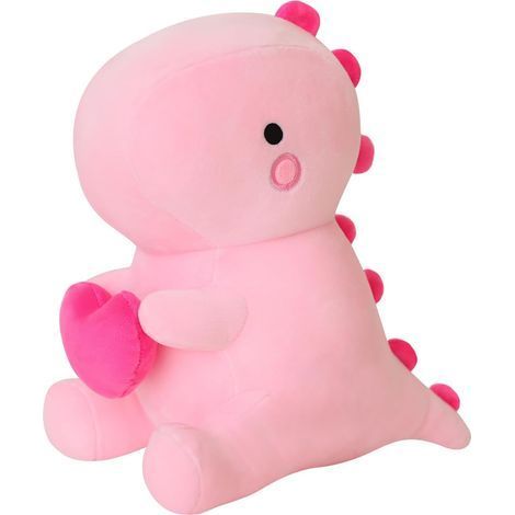 Peluche Dinosaure, Douce et Câline, avec un cœur, Rose, 30 cm (1/5)