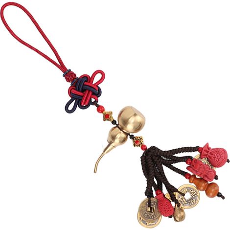 Pendentif de voiture en forme de calebasse, amulette bouddhiste, accessoire de décoration suspendu sûr et porte-bonheur (1/5)