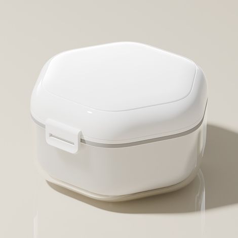 Boîte portable pour tremper les appareils orthodontiques dentaires, étui de rangement en plastique pour soins buccaux, nettoyage des reteneurs et gouttières, blanc, hygiénique et compacte (1/5)