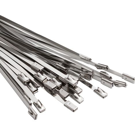Kabelbinder aus Edelstahl, 100 Stück, Metallkabelbinder, 400 mm x 4,6 mm, UV-beständig, Stahl-Kabelbinder für Kabelmanagement