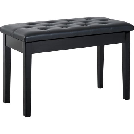 Banco de piano con almacenamiento estilo rústico negro 76 x 36 x 50 cm (1/4)