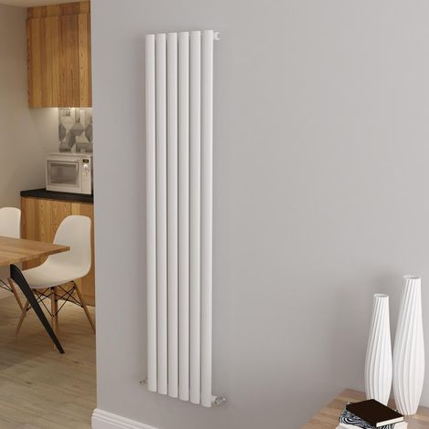 AICA Oval Column Designer Radiator Central Heating Vertical 1600x354mm Single White