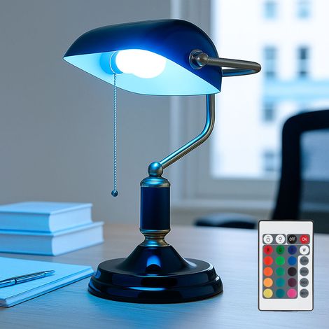 Lampada da banchiere LED RGB dimmerabile con telecomando lampada da tavolo lampada da lettura oro antracite lampada da tavolo lampada da soggiorno, cambio colore RGB, metallo, 8,5W 806lm bianco caldo,