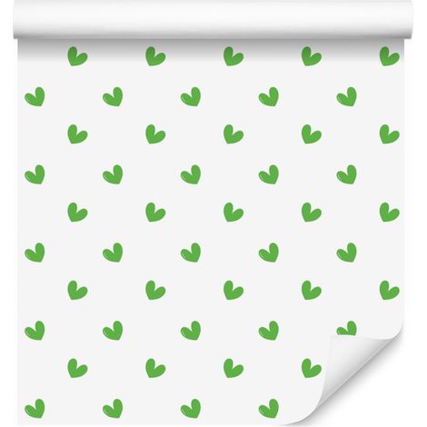 Papier peint Cœur Blanc, Menthe et Vert 50x1000 cm (1/5)