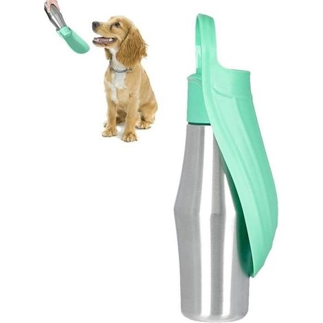 Bouteille d'eau Portable pour Chien, Gourde Chien Promenade 750ML, Gourde pour Chien, Tasse à Eau extérieure pour Chien en Acier (1/4)