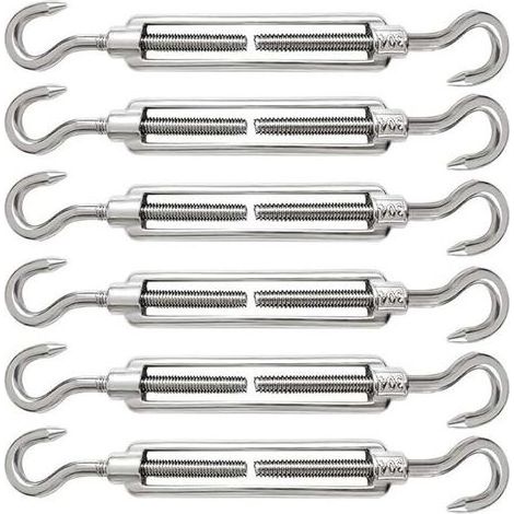 6 Pièces Tendeur Cable M5 Tendeur Cable Inox 304 Réglable Crochet de Ridoir et Crochet pour Tendeur de Fil Cable Acier Corde Crochet Tendeur Accessoires (1/5)