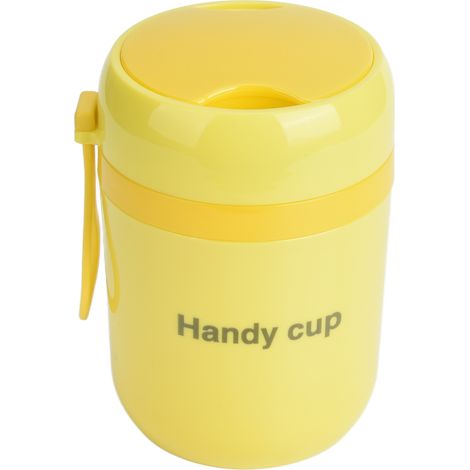 Boîte à soupe isotherme 500 ml, double paroi, résistante à la chaleur, avec cuillère pliable, pour le bureau et l'école, jaune fluo (1/5)
