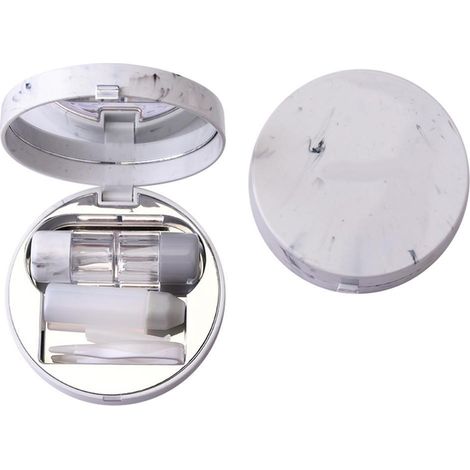 Étui à lentilles de voyage avec miroir, pince à lentilles, outil de retrait et bouteille de solution, idéal pour usage quotidien au bureau ou en extérieur. (1/5)