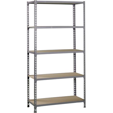 SimonRack Scaffale Portaoggetti, 1800x900x300 mm, 5 Ripiani in Legno, Portata 150 kg per Ripiano, Scaffale da Garage, Grigio/Legno – Maderclick