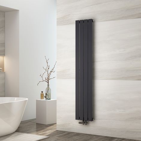 EMKE Radiatore ad acqua calda, radiatore piatto monostrato con attacco centrale, design verticale a parete, antracite 160x30 cm