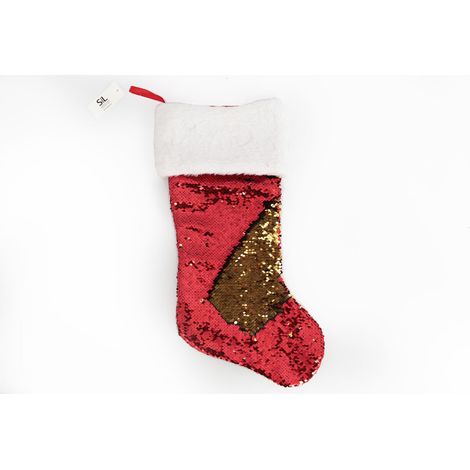 Décoration de Noël chaussette en sequin à suspendre