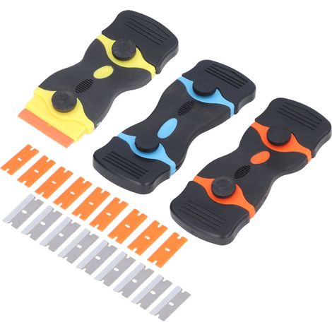 Outil de grattage à lames de rasoir 2 pièces, 2 lames, multi-usages, pour le nettoyage et le décapage de peinture, avec manche. (1/5)