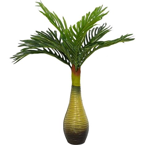 Planta de palma artificial 9 hojas 70 cm verde