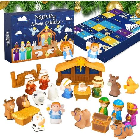 Adventskalender 2025, kleine Innendekoration mit religiösen Figuren für ein Kinderzimmer (1/5)