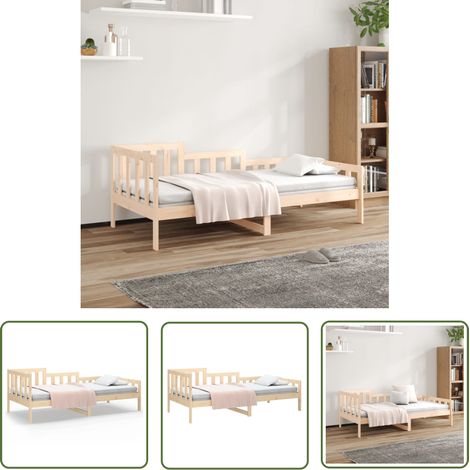 The Living Store Lit de jour sans matelas 90x200 cm bois de pin massif - Lit De Jour - Canapé Convertible - Lit Pliable - Meuble Multifonction - Lit Bois (1/5)
