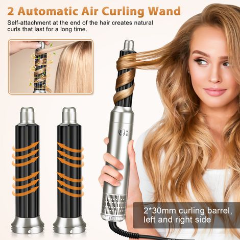 FLITI 6-in-1 Multifunctional Hair Dryer, 1000W Blow Dryer, Ionic Drying Brush with 2 Brushes and 2 Curlers, Quick and Easy Hairstyling (1/5)