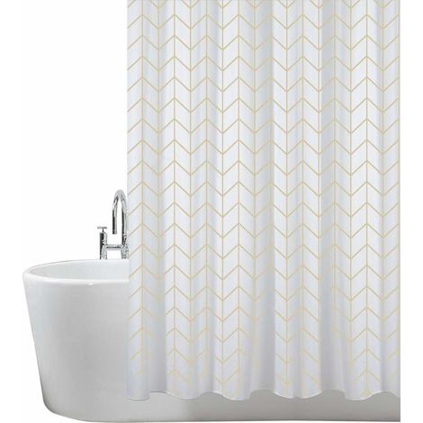 Rideau de Douche, pour Baignoire et Salle de Bains, Lavables, Anti-moisissure et Antibactérien 180 x 180 cm (71 x 71 Pouches) 100% Polyester (Motif à Chevrons, Single Pack) (1/5)