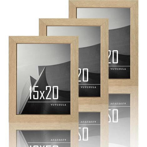 Cadres photo 15x20 cm Bois Cadres photo 6x8 pouces Cadres en bois MDF Cadres 15x20 cm Naturel Lot de 3 (1/5)