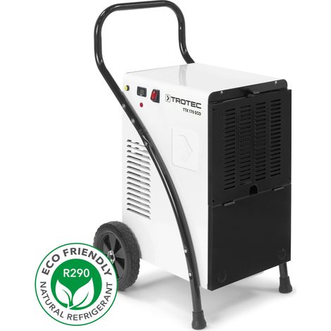 TROTEC Deumidificatore TTK 170 ECO – potenza 52 L/giorno – superficie 90 m² / 230 m³ – essiccatore per edifici con contaore di funzionamento – per ambienti grandi