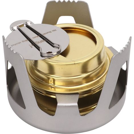 Réchaud à alcool mini haute sécurité haut rendement portable avec sac de rangement pour pique-nique extérieur argent (1/5)