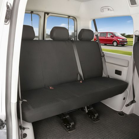 Housse de siège Transporter en tissu pour VW T6, banquette 3 places (1/4)