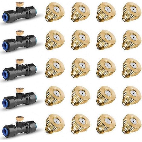 Brass Misting Nozzles and Tees Set for Cooling Systems and Gardens (1/5)