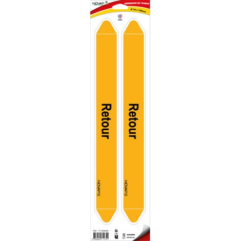 Planche de 2 marqueurs de tuyauterie 450 x 52 mm pour Ø 70 à 100 mm - Retour - 4711751 (1/2)