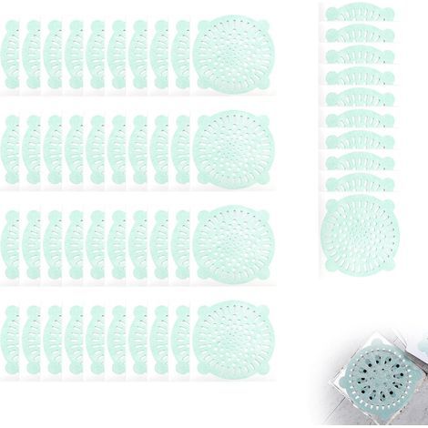 50 Pièces Filtre Cheveux Baignoire Vert, avec Support Adhésif, Filtre Douche Cheveux, Jetable Attrape Cheveux Douche 10 cm, Adapté aux Lavabos, Éviers et Siphons de Sol (1/5)