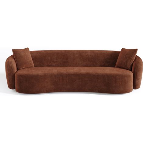 Canapé 3 places en velours gaufré terracotta CELINE (1/5)