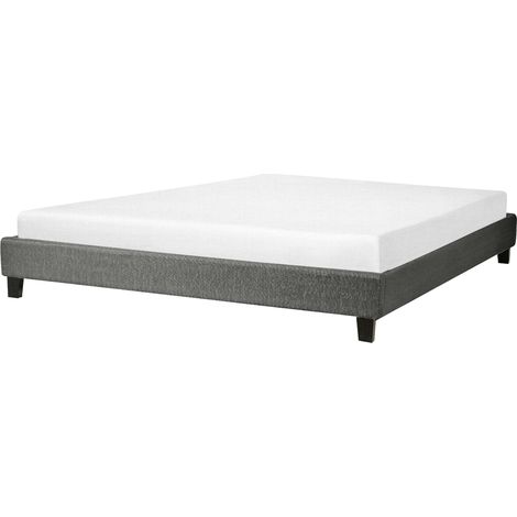 Cama tapizada gris 180 x 200 cm con somier sin cabecero Roanne
