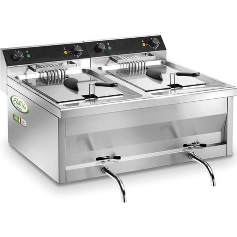 Friteuse 2x12 litres avec robinet - Fama