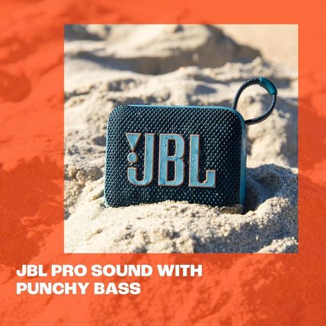 JBL GO 4, ultraportabler Bluetooth-Lautsprecher, JBL Pro Sound, kraftvoller Bass, 7 Stunden Akkulaufzeit, Playtime Boost-Funktion, IP67 wasser- und staubgeschützt, in Blau