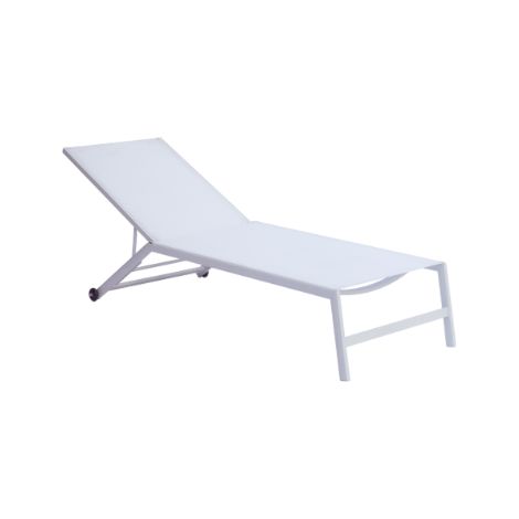 Elfenbeinfarbene MALIGI HOME MG-SEDANO Sonnenliege aus Aluminium-Textilene mit Rollen Aluminium (1/2)