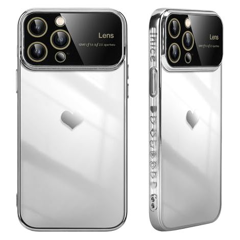 CUSTODIA PER APPLE IPHONE 15 PRO MAX CORNICE ARGENTO PROTEZIONE FOTOCAMERA A CUORE (1/5)