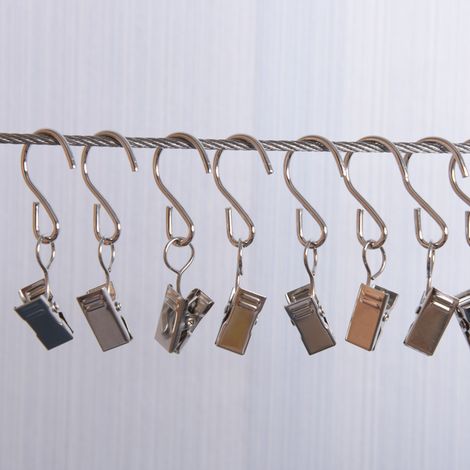 40er-Packung silberne Metall-Aufhängeclips und Haken für Vorhänge und Markisen