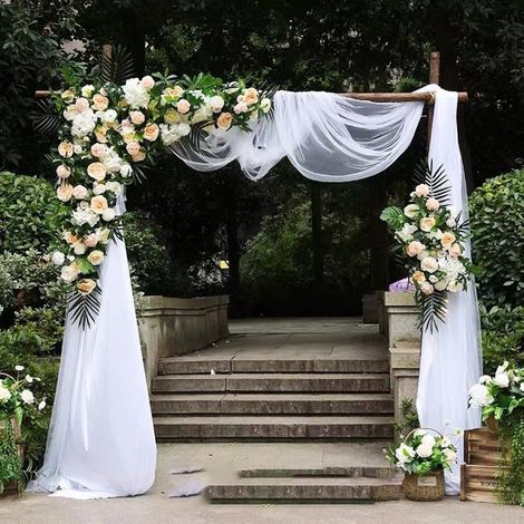 Tissu en tulle doux - 3 m x 160 cm - Tissu décoratif en organza - Chemin de table - Tulle au mètre - Pour tonnelle de mariage, rideau de mariage, arche de mariage, décoration mains libres, voile