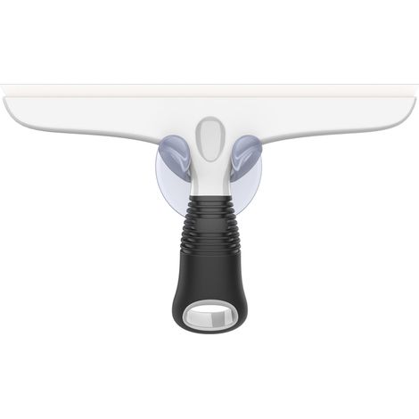 Essuie-glace multi-usages en silicone (1 pièce) pour fenêtres, vitres et portes de douche, 25 cm, blanc, manche noir (1/4)