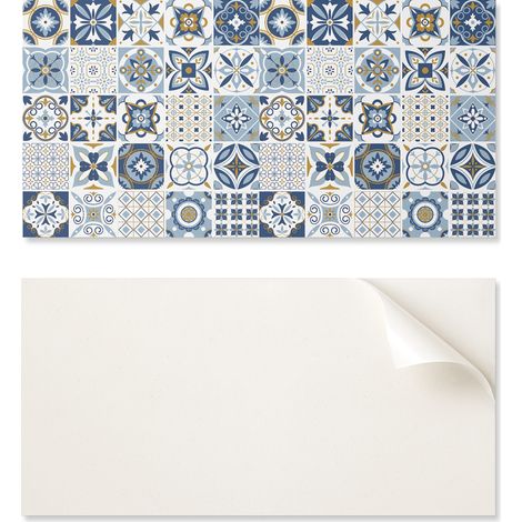 Panel decorativo con gr谩ficos, 120x60 cm, adhesivo, dise帽os de azulejos decorativos