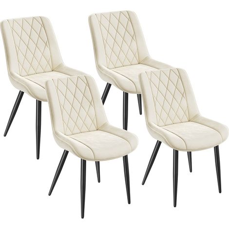 HavenlyHome - Lot de 4 Chaises Salle à Manger, Velours Beige, Assise Rembourrée, Ergonomique, Réglables,Pour Salon Chambre à Coucher