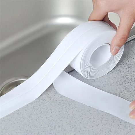 Bande de calfeutrage murale en PE auto-adhésive imperméable, mastic décoratif pour cuisine, salle de bain, douche, toilettes, coin mural 3,2 x 3,8 cm Ikodm (1/4)