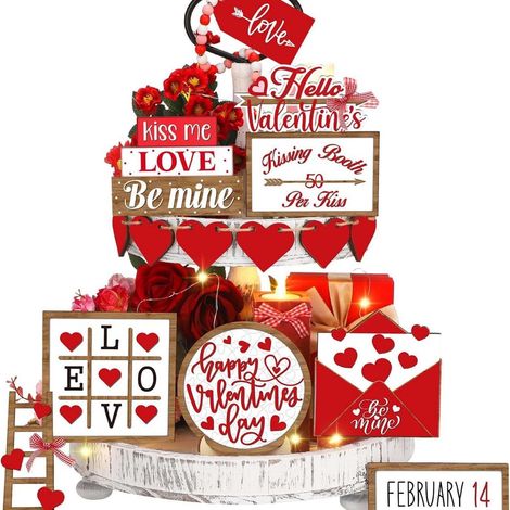 Ornement En Bois Forme De Coeur - Décoration Pour Plateau À Étages - Idéal Pour Fête Des Amoureux, Mariage Et Intérieur - Lot De 15 Pièces (1/5)