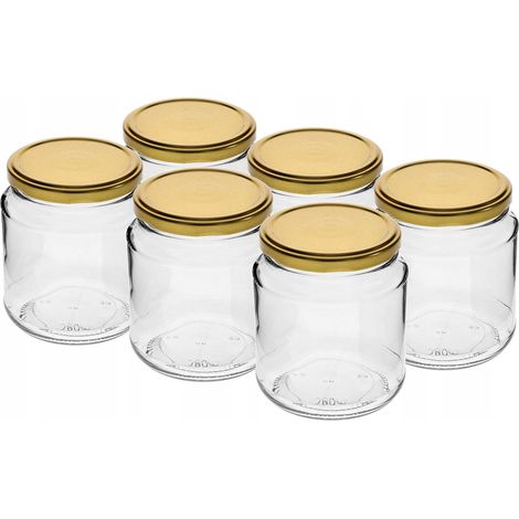 Barattoli di vetro per conserve con coperchi dorati da 580 ml, 6 pezzi (1/3)